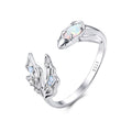 925 Sterling Silver White Gold Plated Nano Opal Ring with CZ for Women