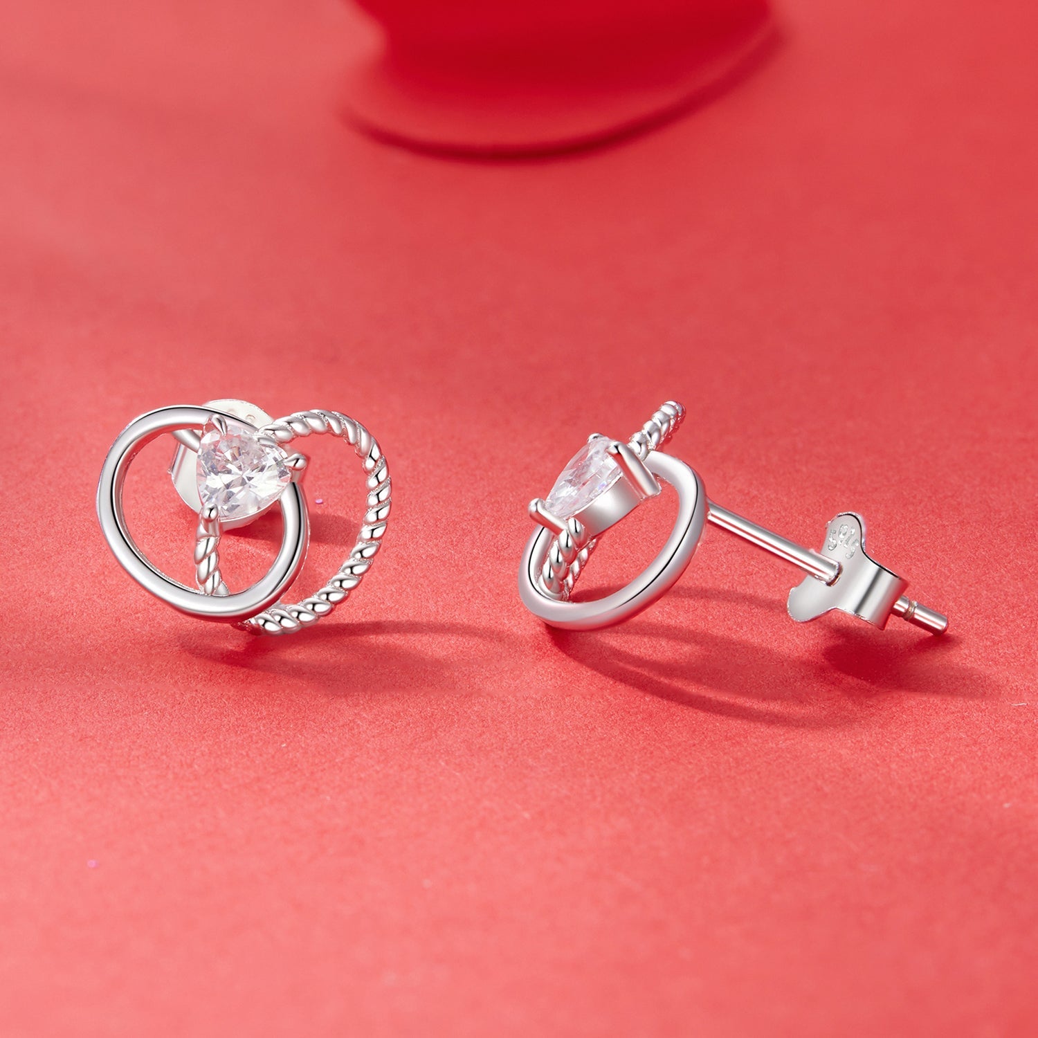 925 Sterling Silver White Gold Plated Pavé Setting CZ Earrings