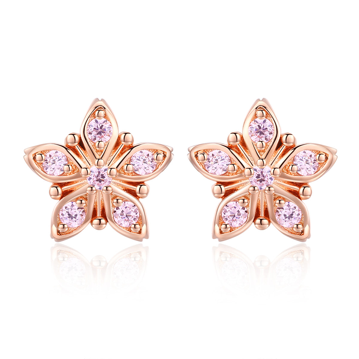925 Sterling Silver Rose Gold Plated Pavé Setting CZ Earrings