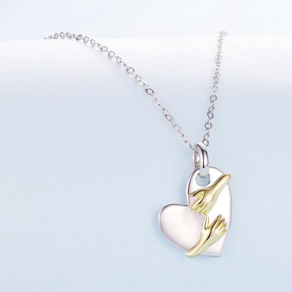925 Sterling Silver + Plated White Gold + Plated Gold 1.8*1.2cm Necklace for Women
