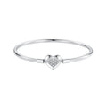 925 Sterling Silver White Gold Plated CZ Bracelet for Women - Size 17.0