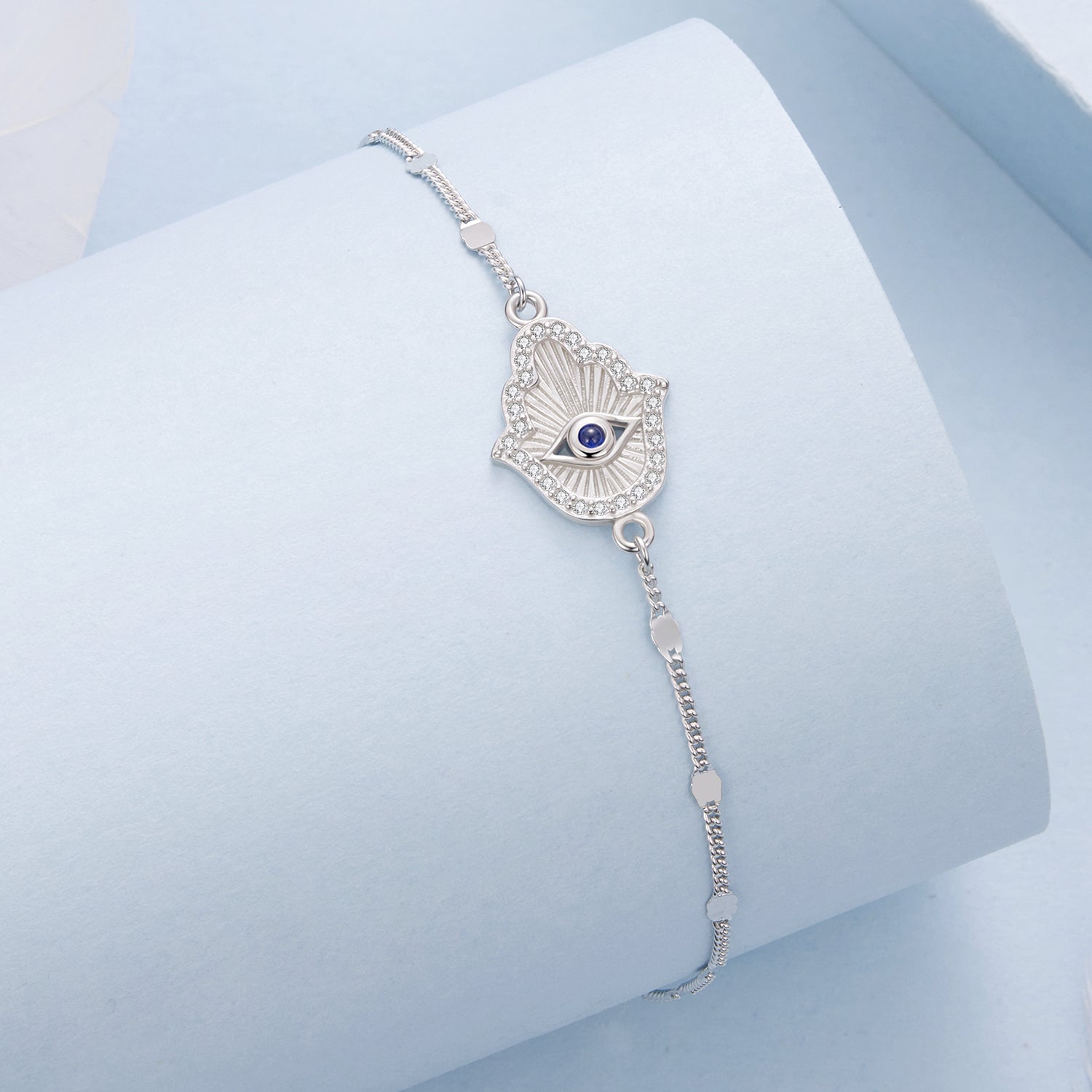 925 Sterling Silver + White Gold Plated 15cm Adjustable Bracelet with CZ and Synthetic Spinel for Women