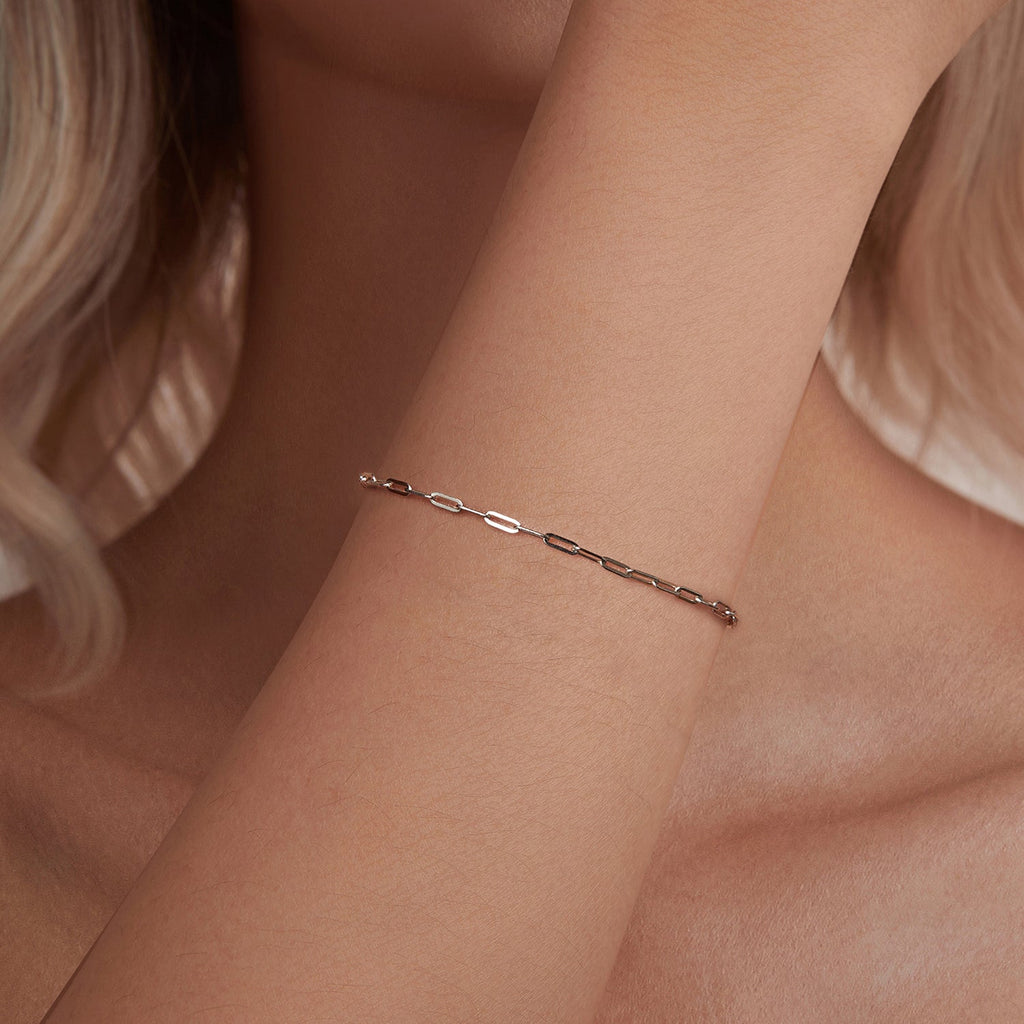 925 Sterling Silver Plated White Gold Adjustable Bracelet for Women