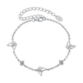 925 Sterling Silver White Gold Plated Bracelet with Moissanite, 15+6cm, for Women