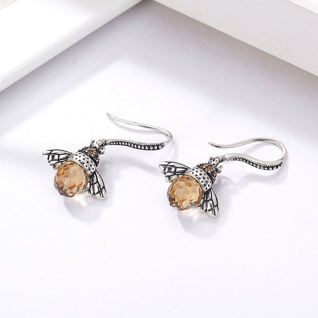 925 Sterling Silver Earrings with Oxidized Finish and Pavé Setting CZ