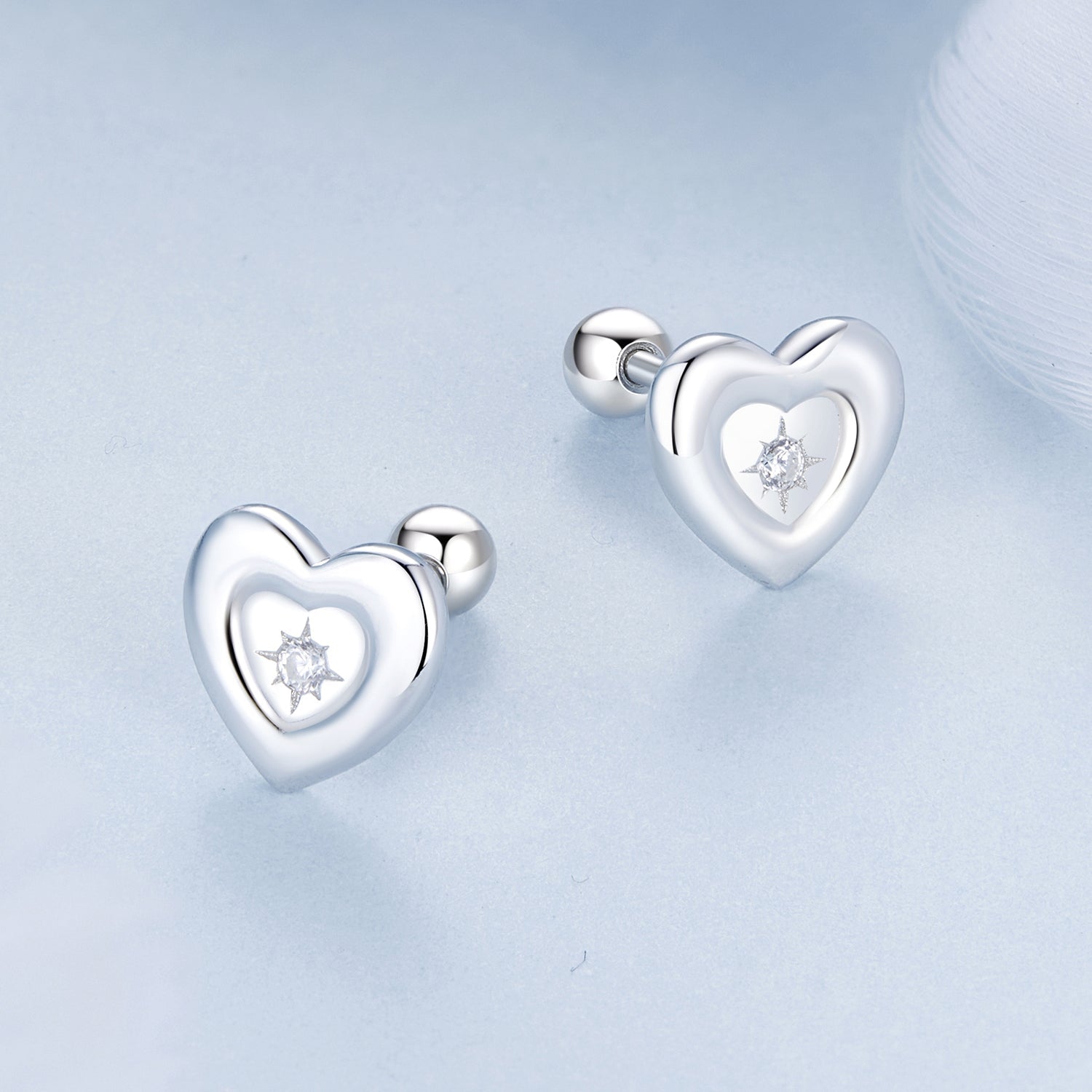 925 Sterling Silver White Gold Plated CZ Earrings