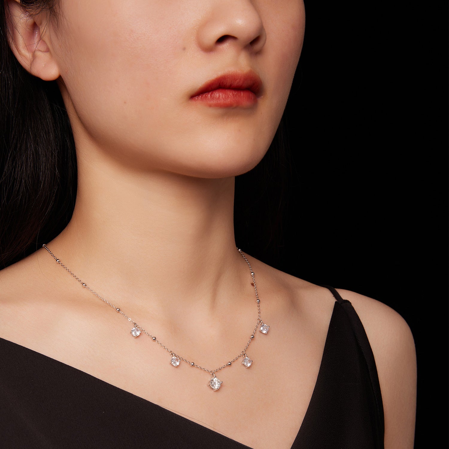 925 Sterling Silver 5.0mm Moissanite Necklace for Women