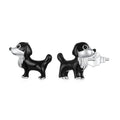 925 Sterling Silver Enamel Oxidized Silver Earrings 0.9*1.0cm for Women