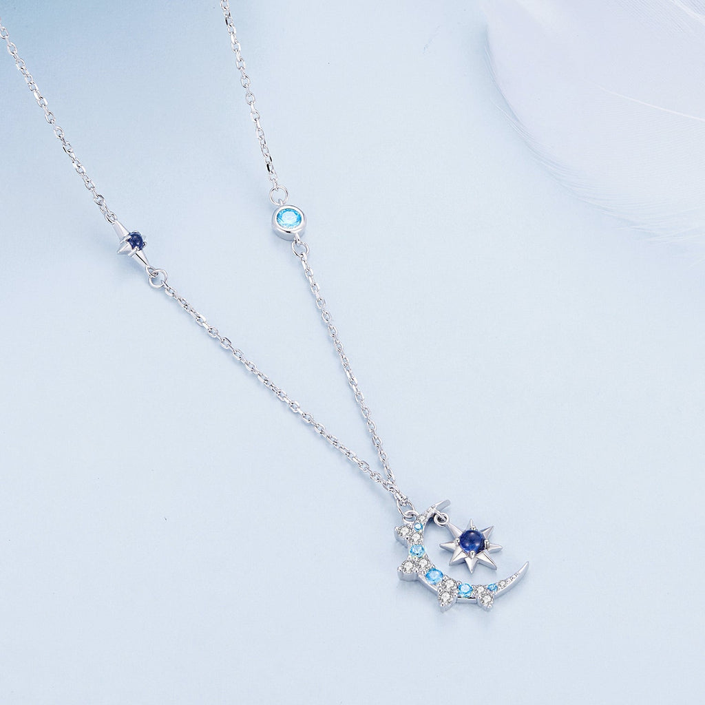 925 Sterling Silver Necklace with Pavé Setting CZ and Spinel Pendant