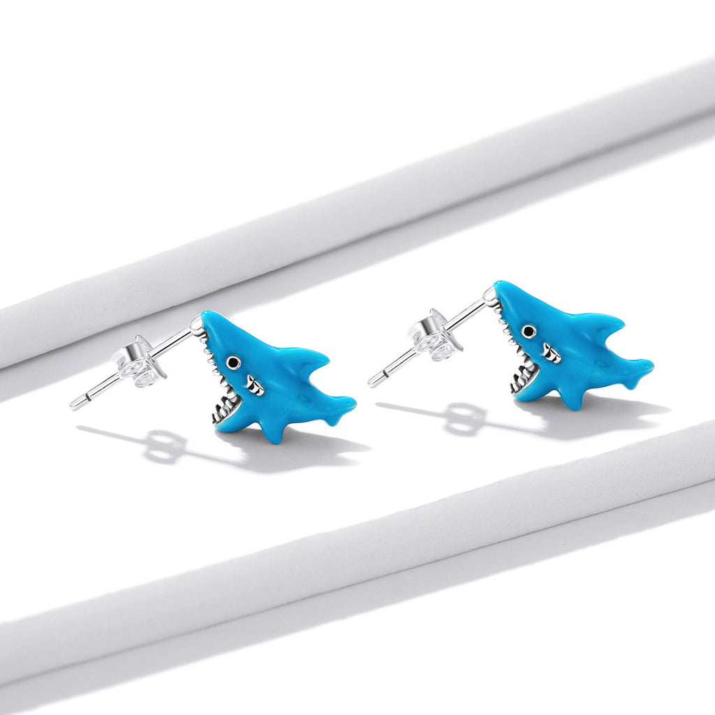 925 Sterling Silver Oxidized Enamel Earrings for Women - 1.3x0.5cm