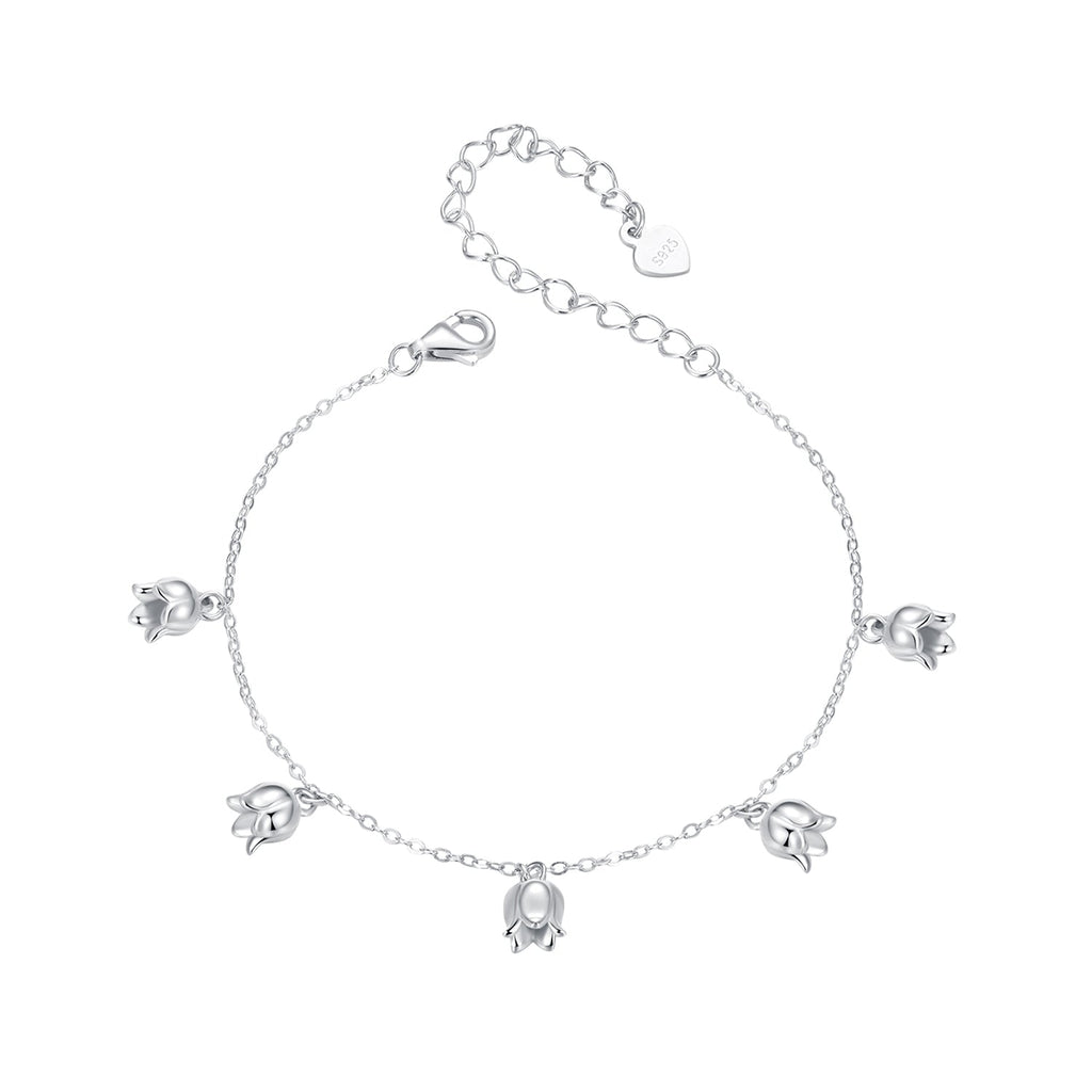 925 Sterling Silver Plated White Gold 12x41mm Pendant Bracelet