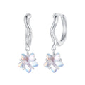 925 Sterling Silver Earrings with Transparent Glass and White Gold Plating for Women