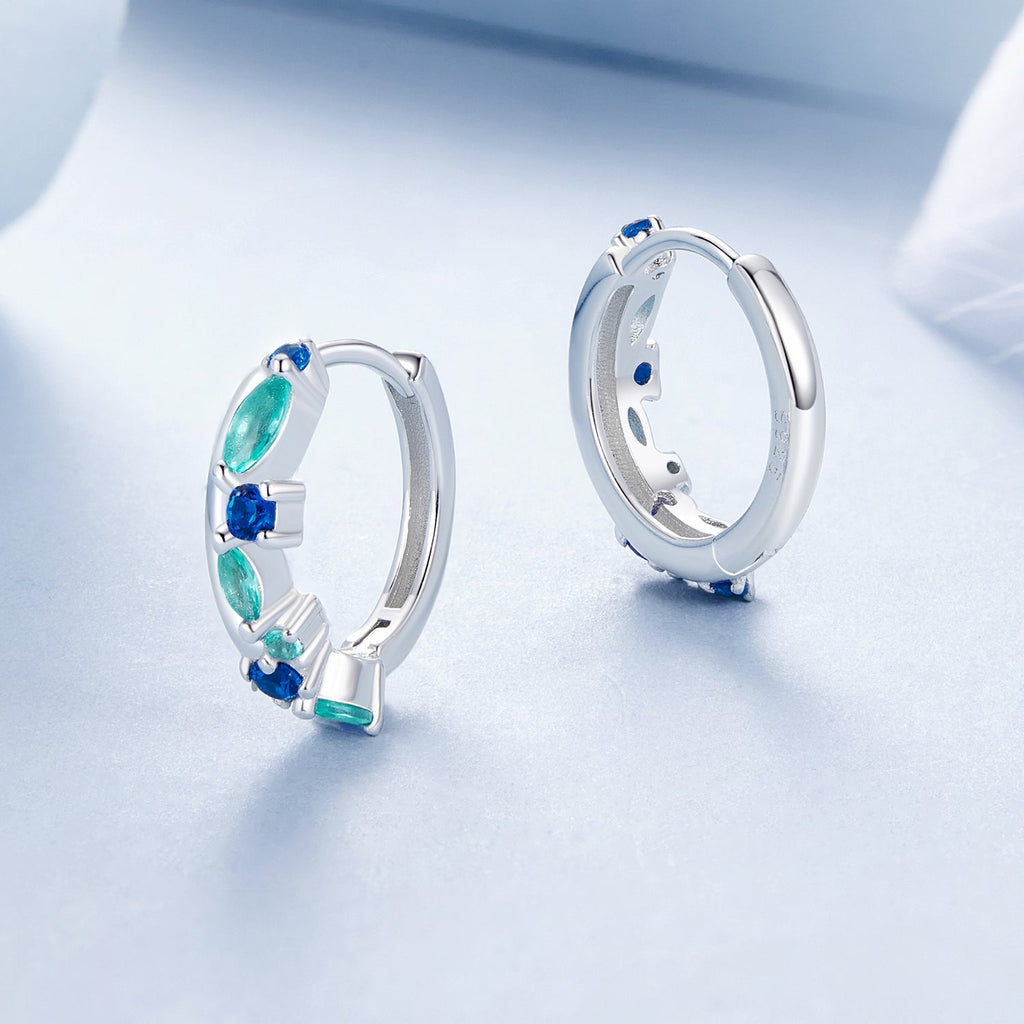 925 Sterling Silver Earrings with Pavé Setting and White Gold Plating for Women
