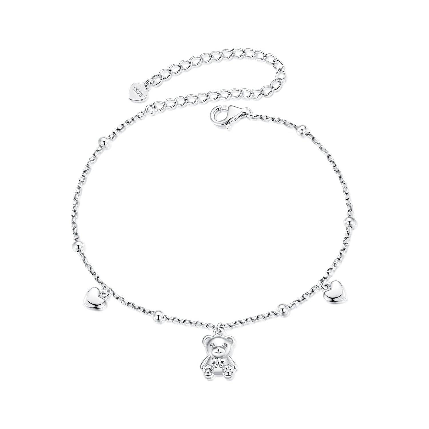 925 Sterling Silver Bracelet with Pavé Setting CZ, 150+60mm Length for Women