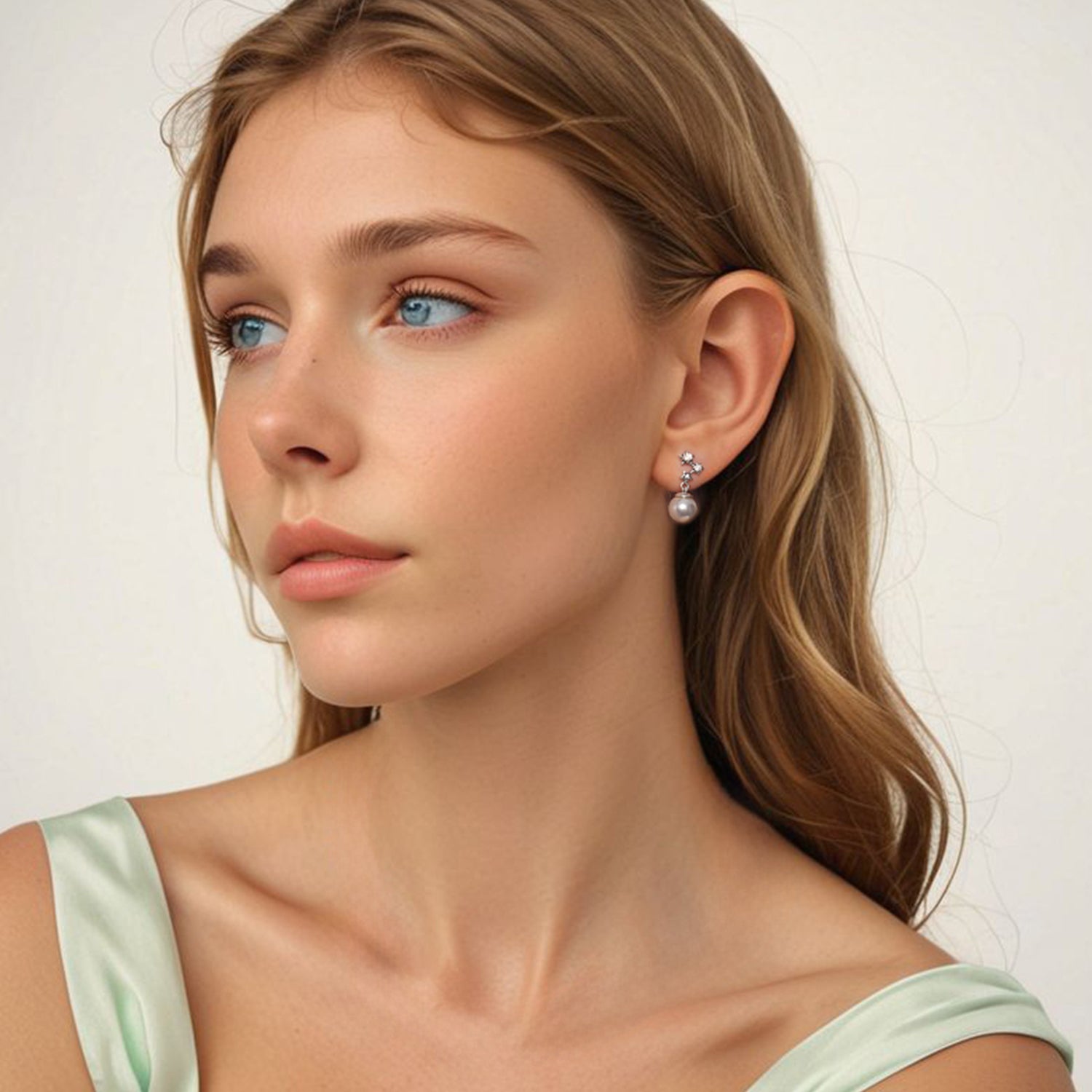925 Sterling Silver Earrings with Quality Shell Pearl and CZ for Women