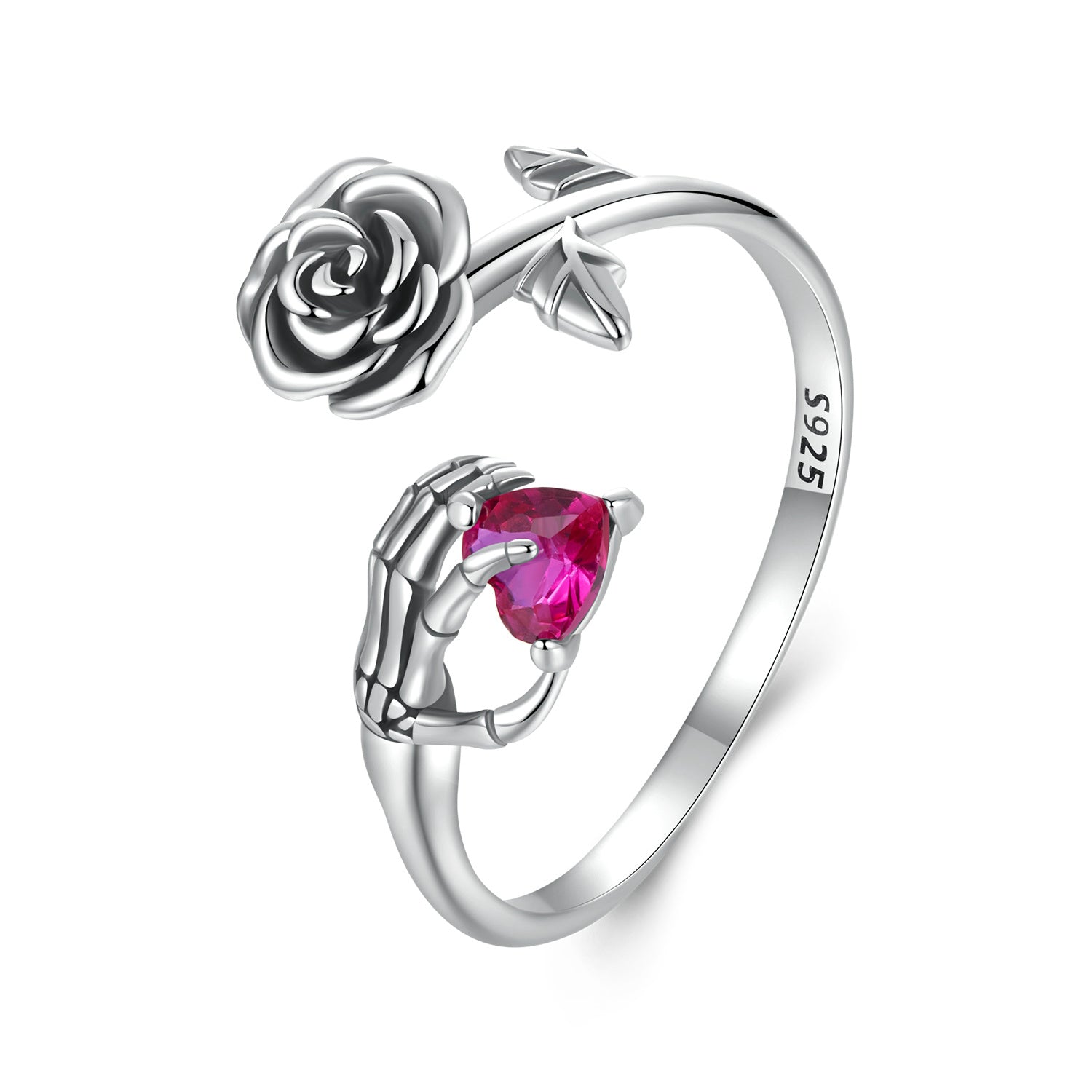 925 Sterling Silver Ring with Pavé Setting CZ, Width 0.15cm, Women's Jewelry