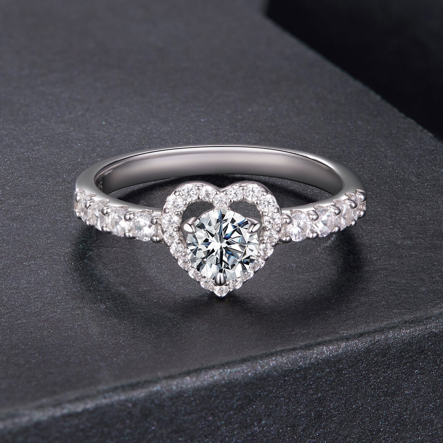 925 Sterling Silver Moissanite 0.5ct Heart Ring for Women Size 6
