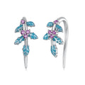 925 Sterling Silver White Gold Plated Enamel Earrings
