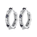 S925 Oxidized Silver Pavé CZ Earrings Size 14*2.5mm for Women