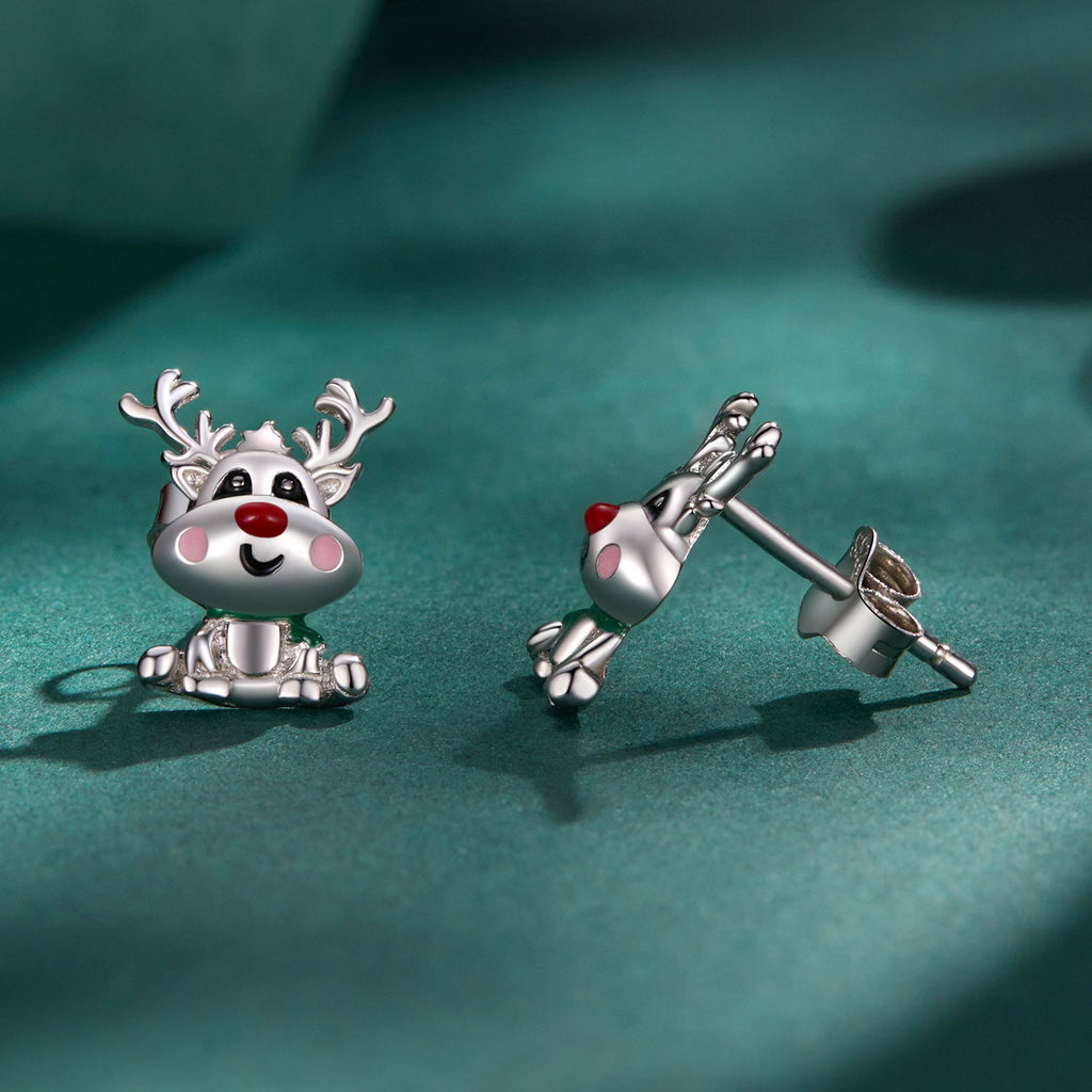 925 Sterling Silver Enamel Earrings 12x9mm