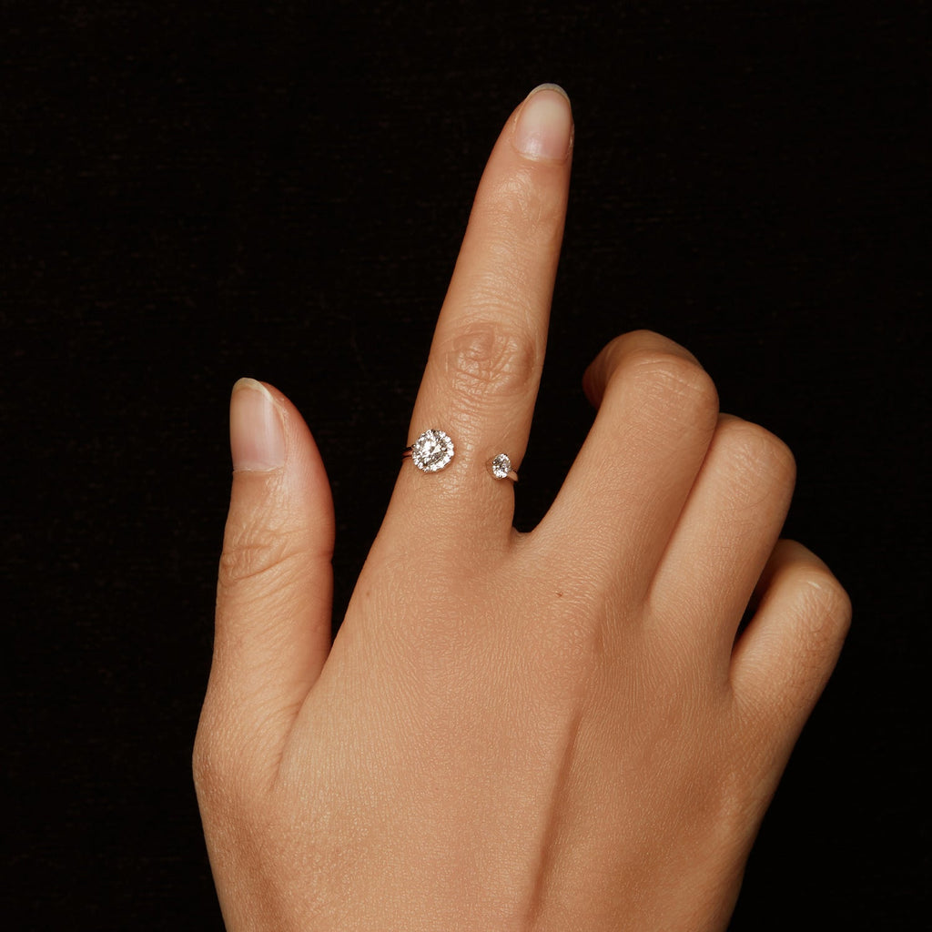 925 Sterling Silver Moissanite 0.5ct & 0.2ct Ring in Size E for Women
