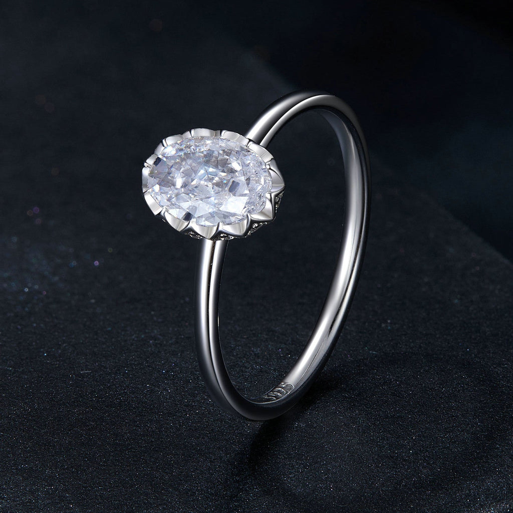 925 Sterling Silver 1.6mm Moissanite 1ct Ring in Size 6 for Women