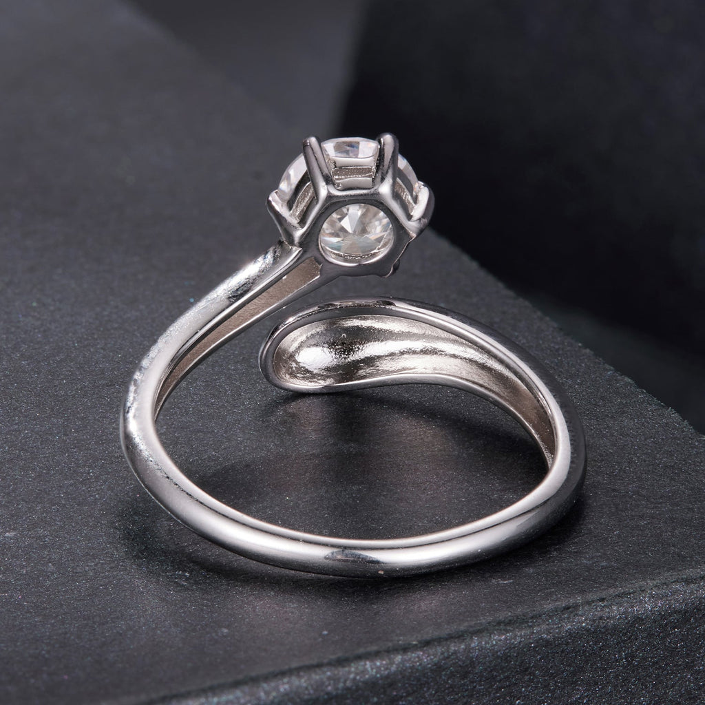 925 Sterling Silver 1 Carat Moissanite Ring for Women