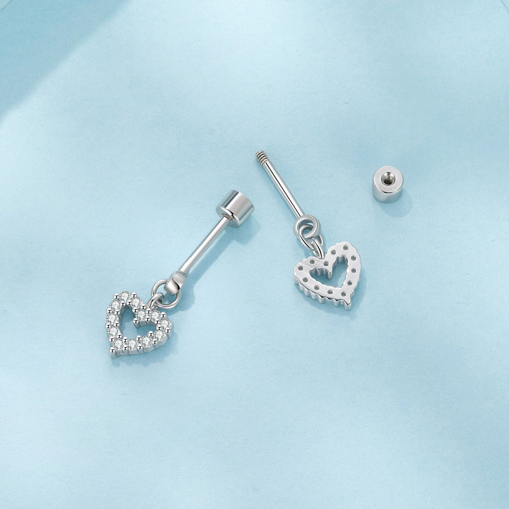 925 Sterling Silver White Gold Plated Pavé CZ Earrings