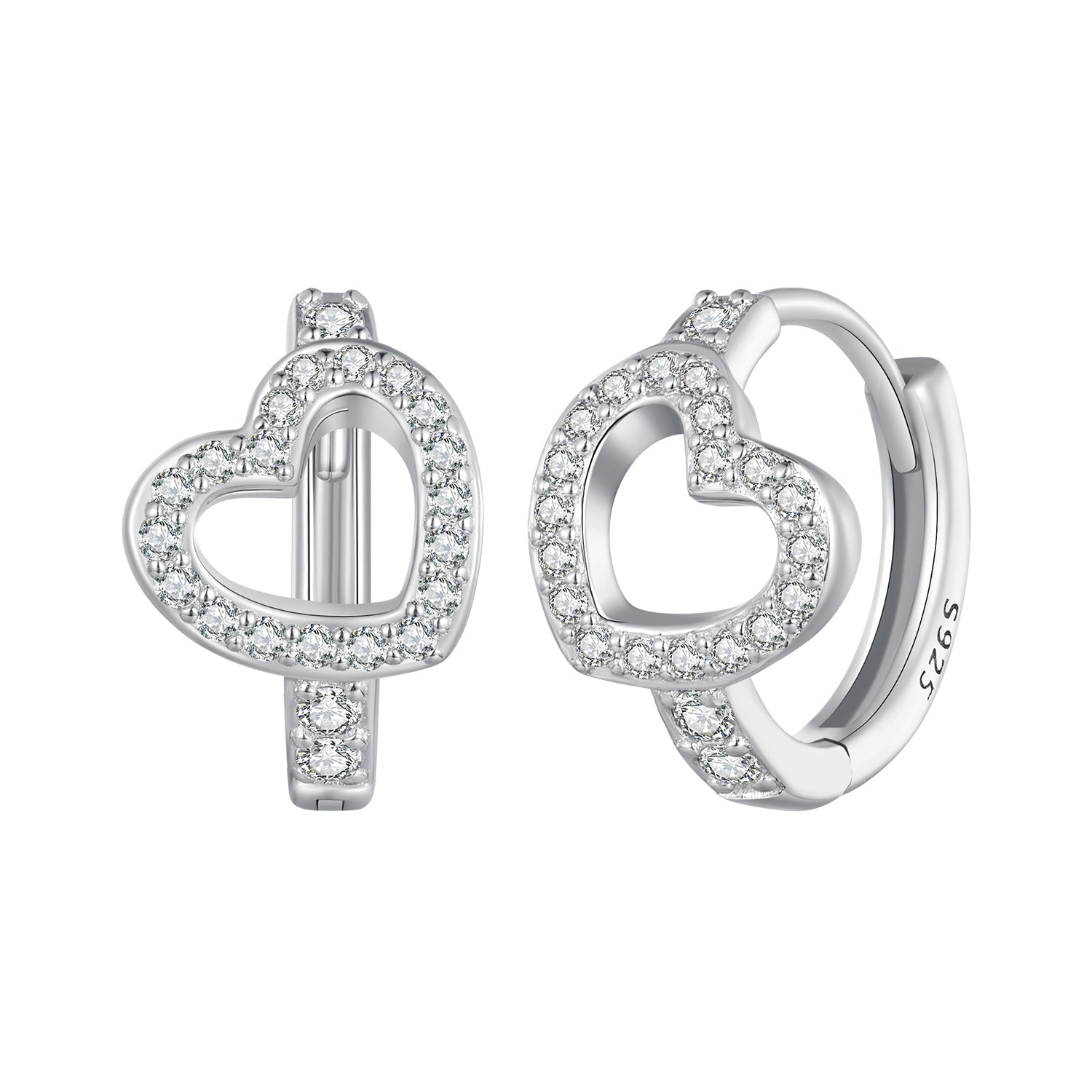 925 Sterling Silver Blue Pavé Setting CZ Earrings 12x8mm for Women