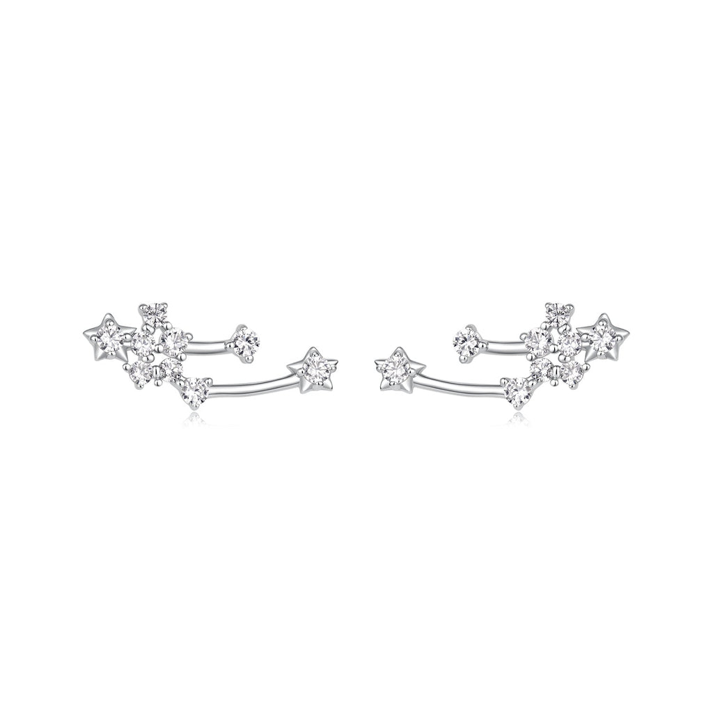 925 Sterling Silver & Brass White Gold Plated Earrings with CZ for Women