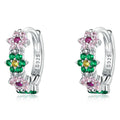 925 Sterling Silver Earrings with CZ in Pavé Setting - 1.3x0.4cm for Women