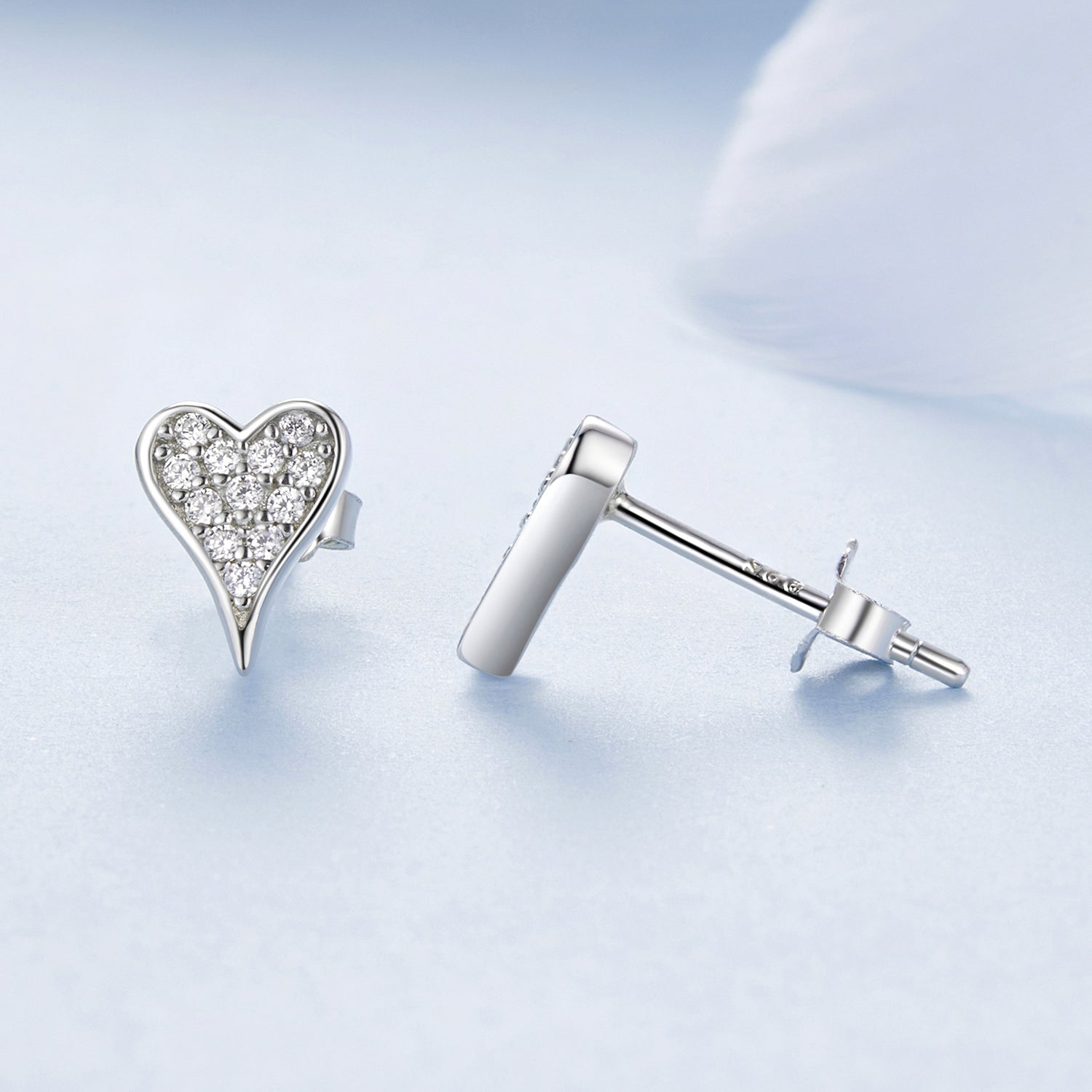 925 Sterling Silver White Gold Plated Pavé CZ Earrings