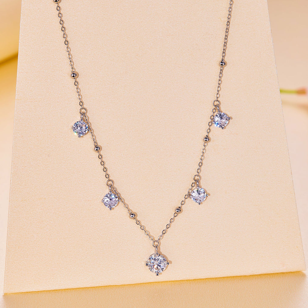 925 Sterling Silver 5.0mm Moissanite Necklace for Women