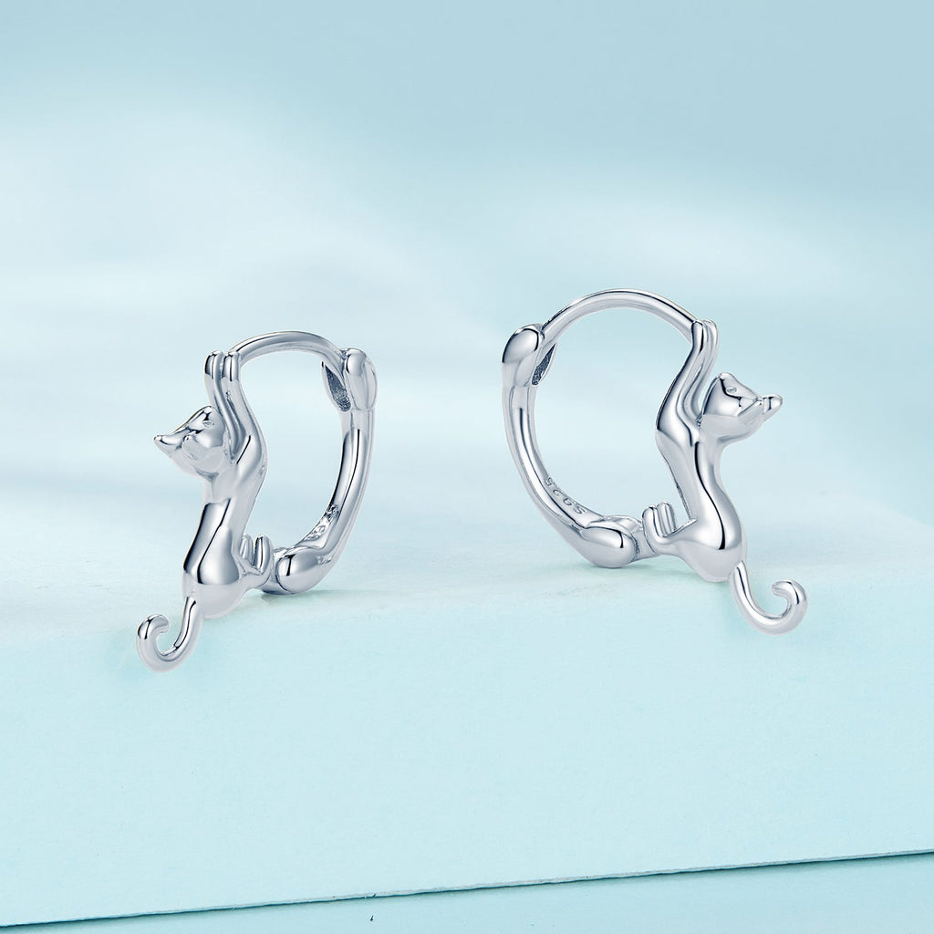 925 Sterling Silver Plated Gold Earrings Size 1.8cm for Women