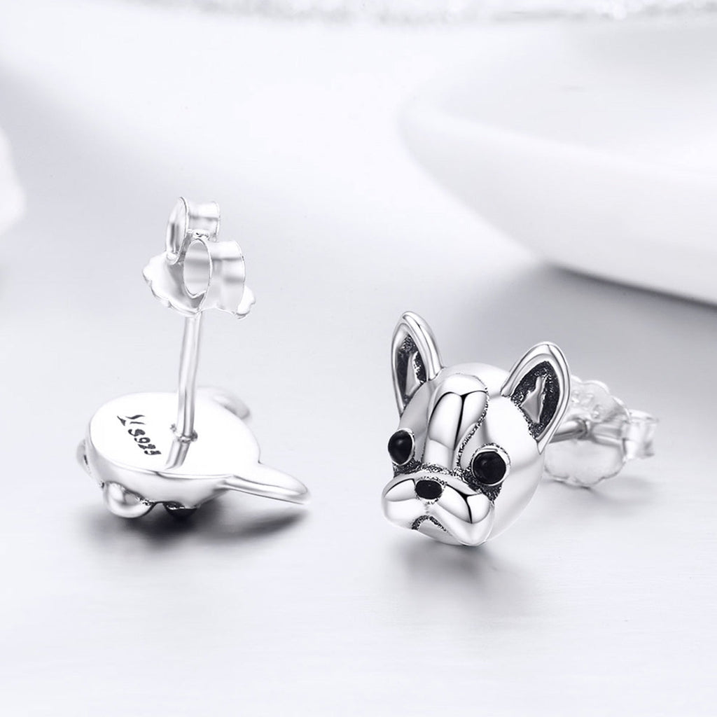 925 Sterling Silver Oxidized Enamel Earrings for Women 1*1cm