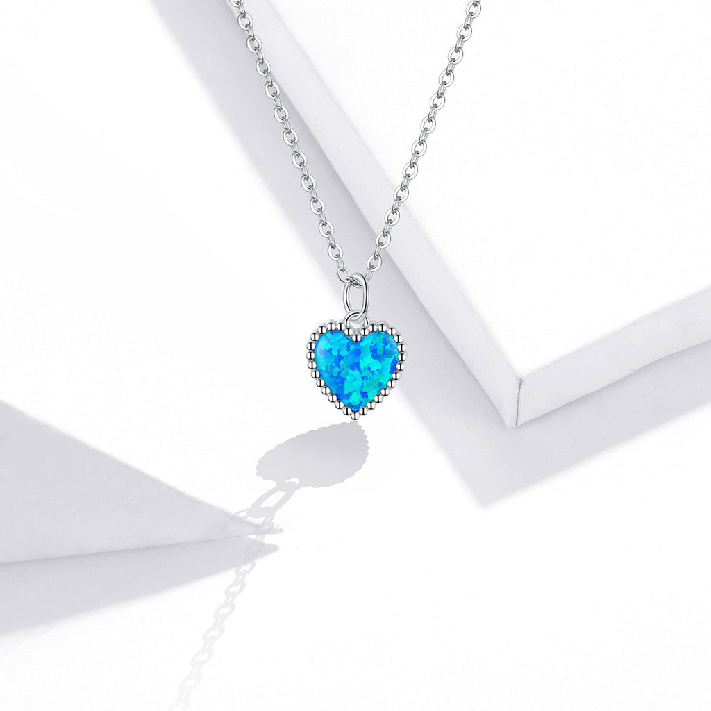 925 Sterling Silver Plated Translucent Opal Necklace 45cm for Women