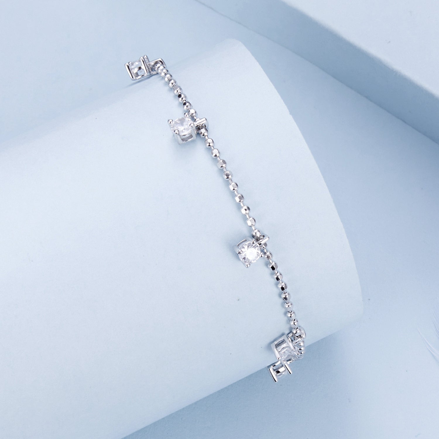 925 Sterling Silver Plated Platinum CZ Bracelet for Women