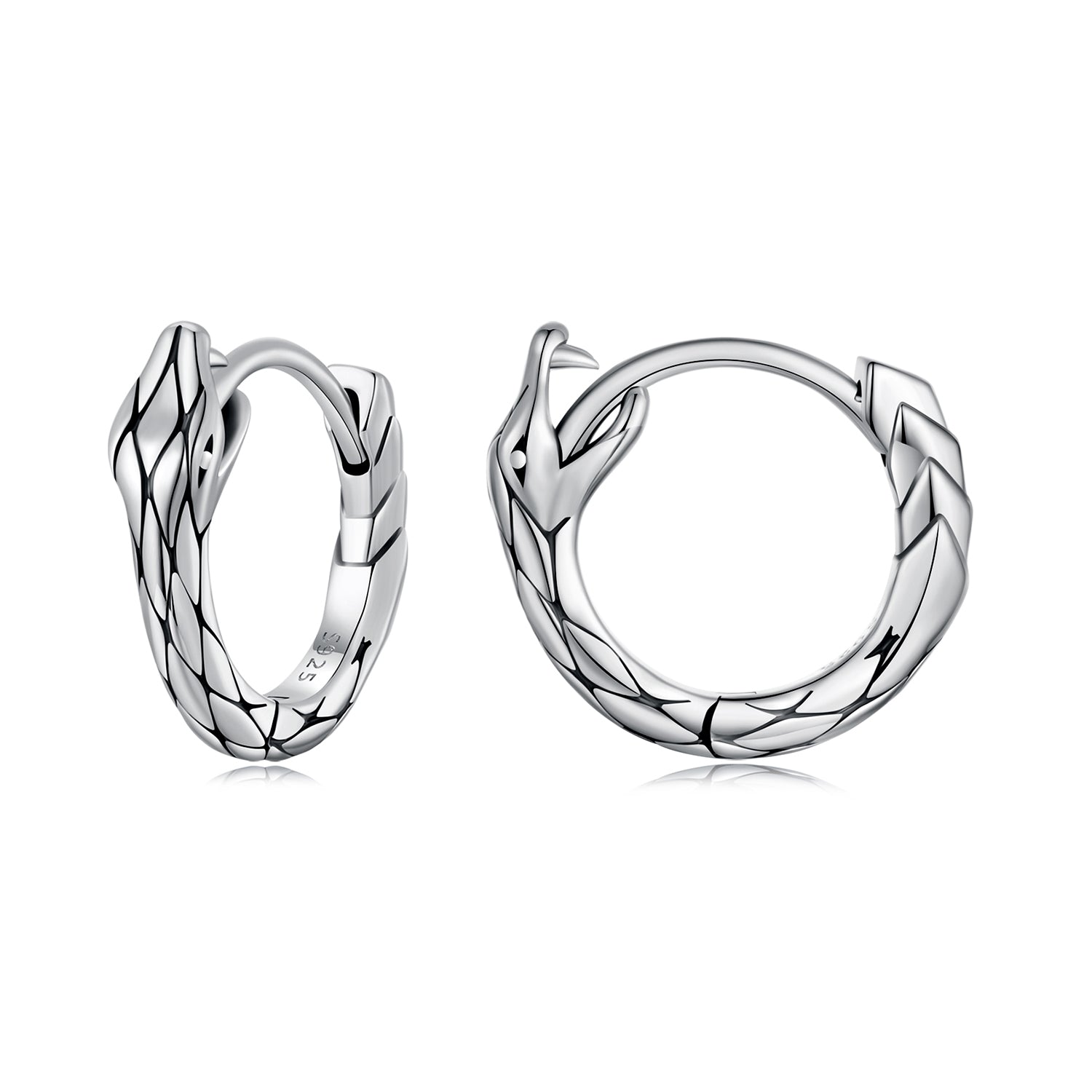 925 Sterling Silver Earrings for Women, Oxidized Silver, 1.4x0.35 cm