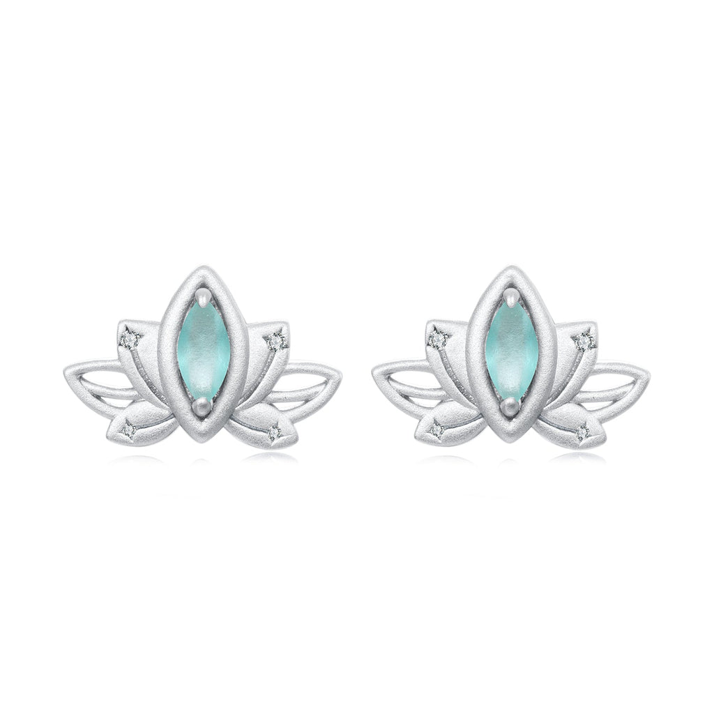 925 Sterling Silver Earrings with Pavé CZ and White Gold Plating, Size 0.9*1.3 cm for Women