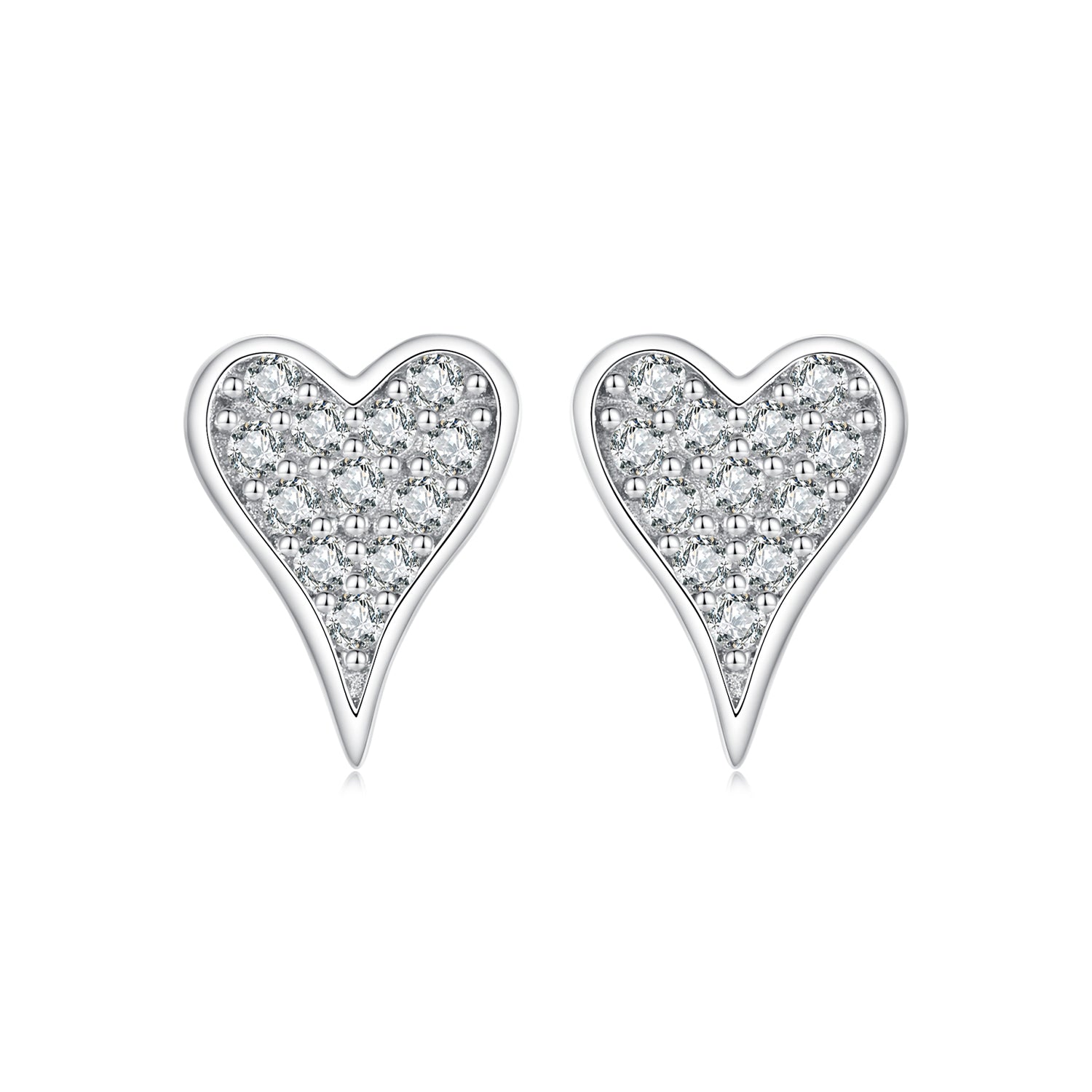 925 Sterling Silver White Gold Plated Pavé CZ Earrings