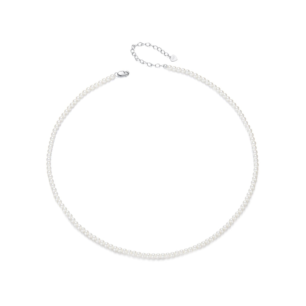925 Sterling Silver White Gold Plated Necklace with Quality Shell Pearl for Women