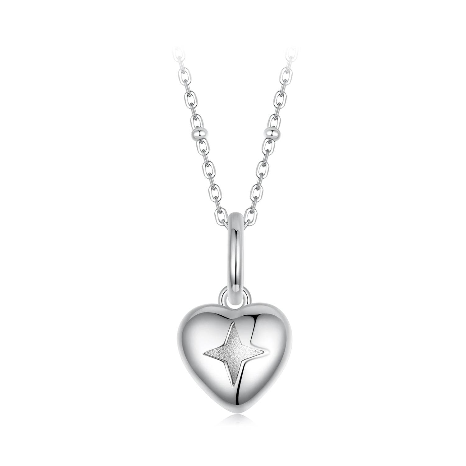 925 Sterling Silver Plated White Gold Necklace 40+5cm with 1.8*1.0cm Pendant for Women