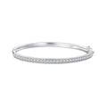 925 Silver & Platinum Pavé Setting CZ Bracelets, Size 17.0 mm for Women