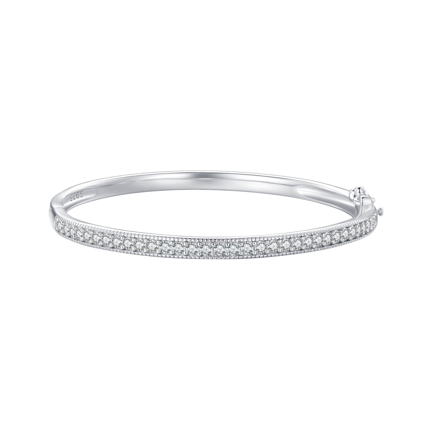 925 Silver & Platinum Pavé Setting CZ Bracelets, Size 17.0 mm for Women