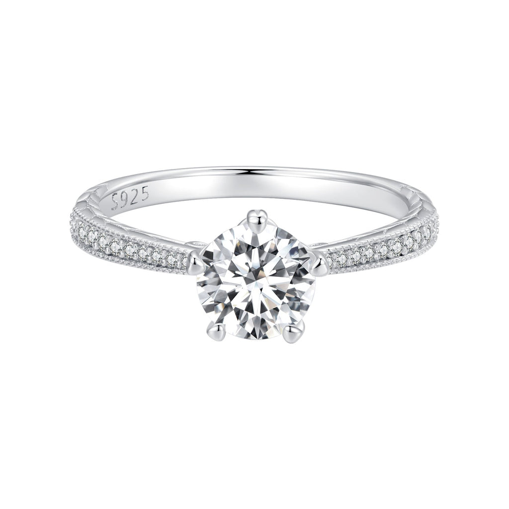 925 Sterling Silver Moissanite 0.8ct Ring Size 6 for Women