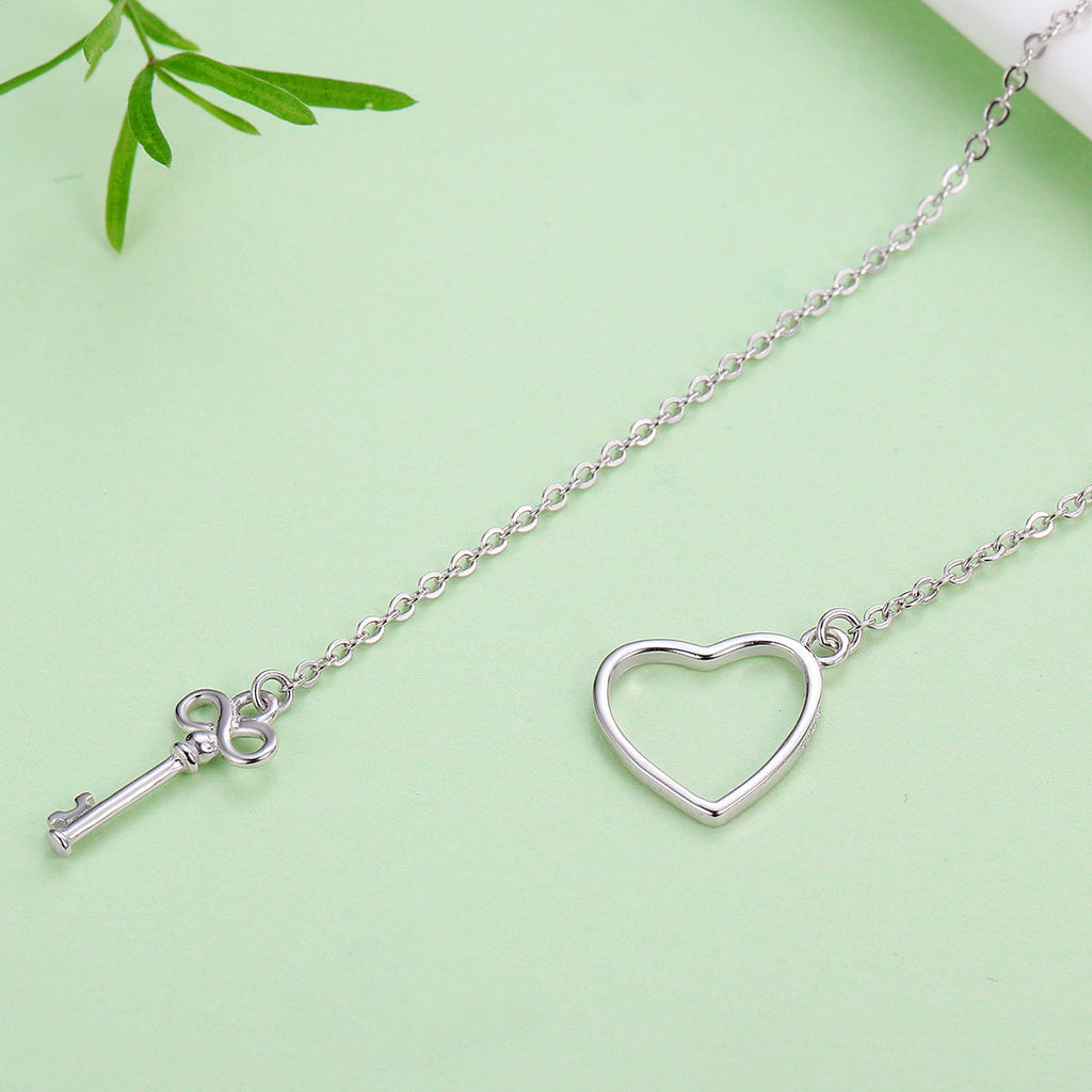 925 Sterling Silver Necklace 55cm with Heart Pendant for Women