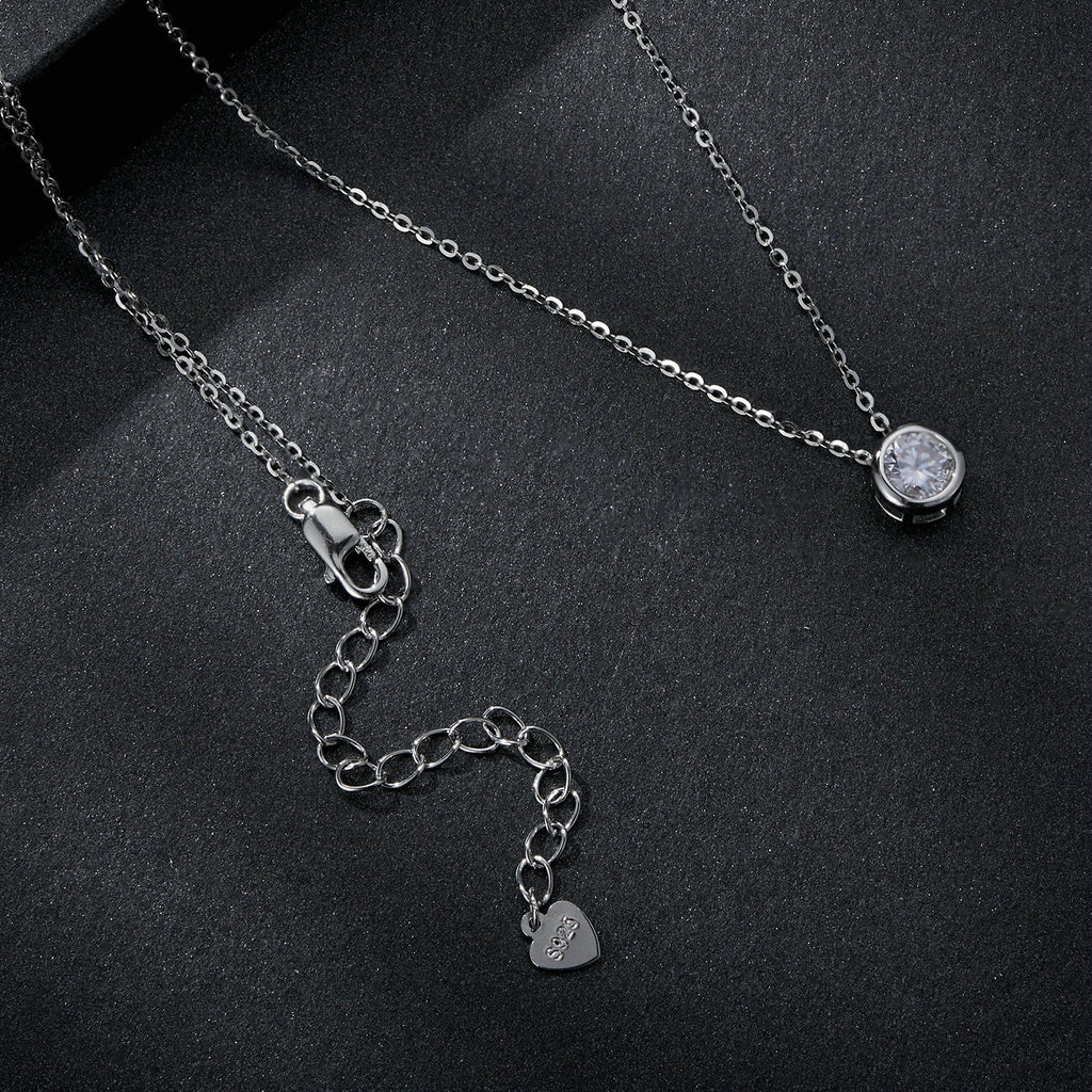 S925 Sterling Silver Moissanite Necklace 400mm with 1ct Moissanite for Women