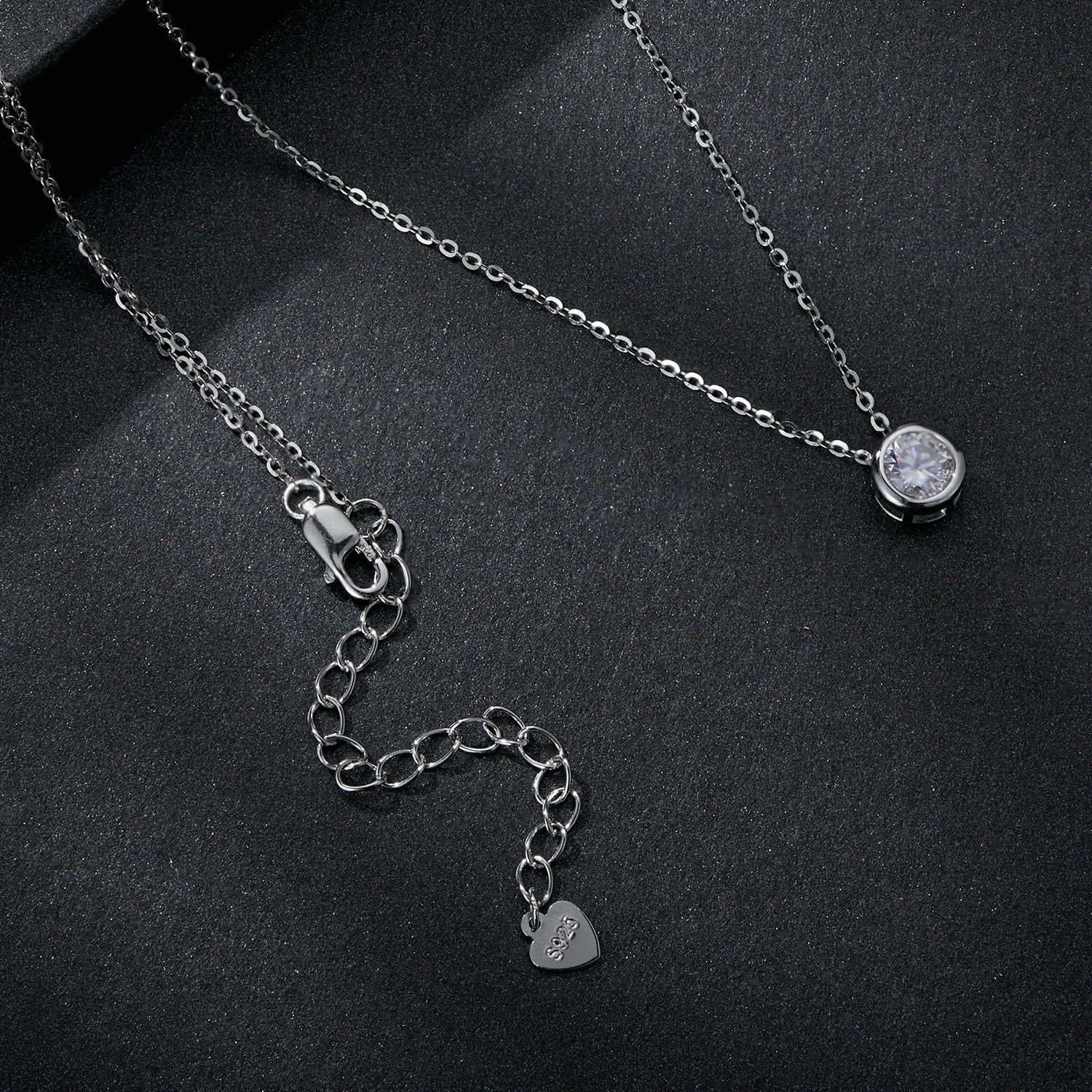 S925 Sterling Silver Moissanite Necklace 400mm with 1ct Moissanite for Women
