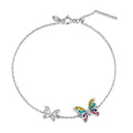 925 Sterling Silver Adjustable Butterfly Enamel Bracelet for Women