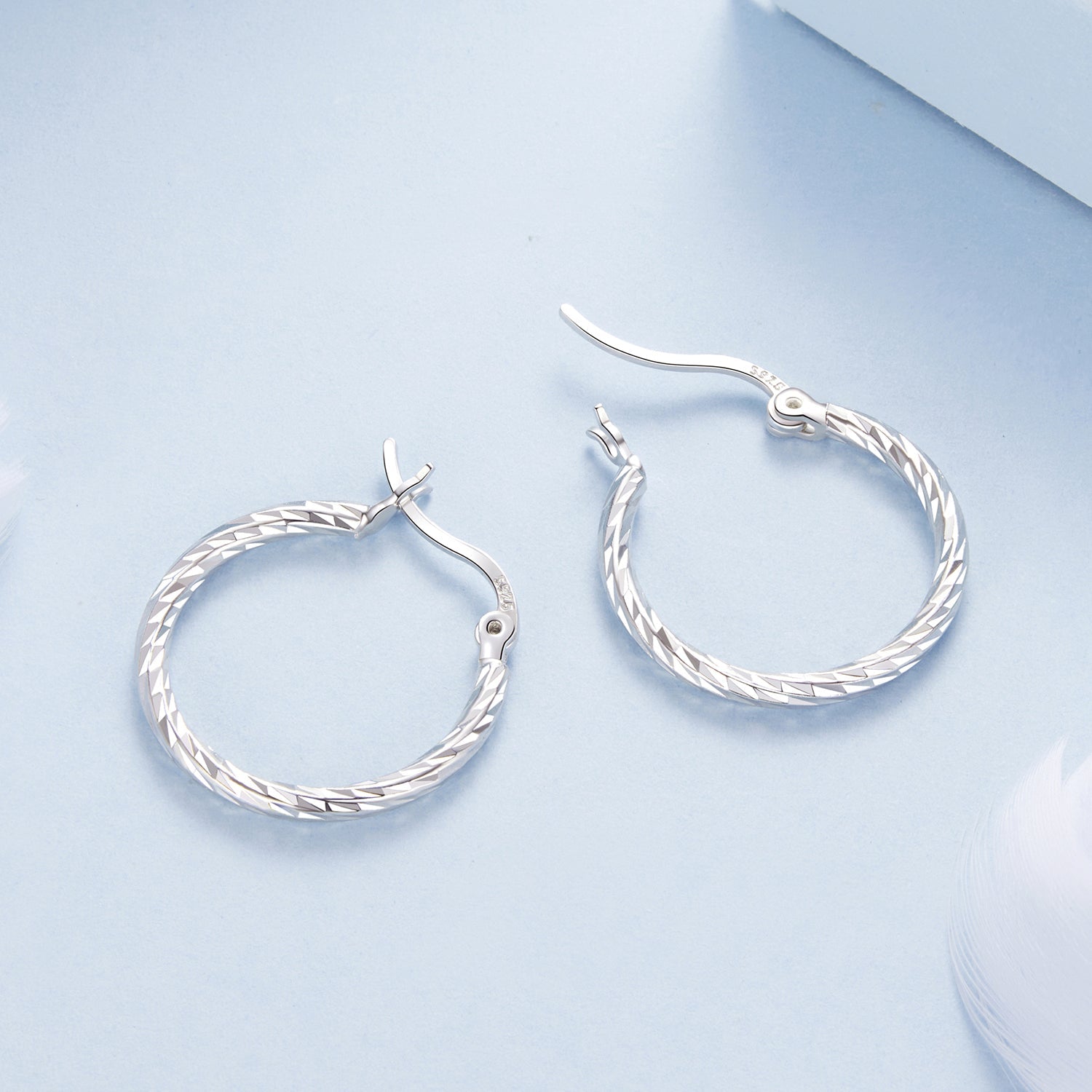 925 Sterling Silver Earrings with White Gold Plating
